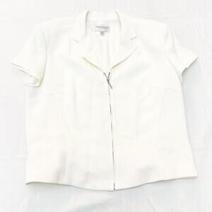 Emanuel Ungaro Fully Lined Cream Zippered Rayon Blazer Jacket Size 16 / 50 NWT